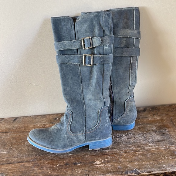 Bed Stu Gray Blue Leather Zipper Boots - Picture 5 of 9